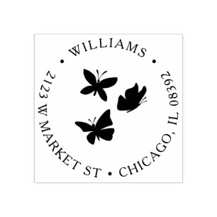 Tampons Encreurs Papillons personnalisés Nom rond et adresse de ret