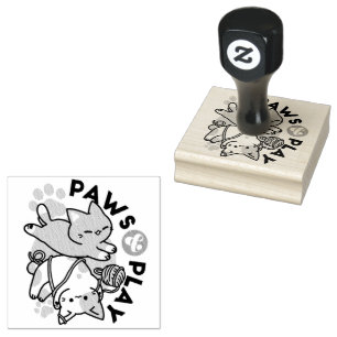 Tampons Encreurs Pattes et Jeux – Illustration de Chat Adorable