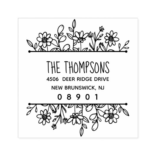 Tampons Encreurs Paysage Fleur sauvage dessiné à la main (Impression)