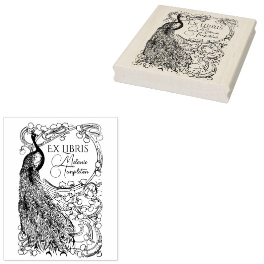 Tampons Encreurs Peacock sur Flower couvert Branche Ex Libris (Tamponné)