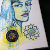 Tampons Encreurs Pentagramme de tournesol vert Druid Pagan