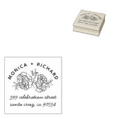 Tampons Encreurs Peonies à main | Noms et adresse manuscrite (Tamponné)