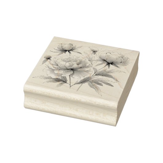 Tampons Encreurs Peonies en caoutchouc Var01 (Tampon)