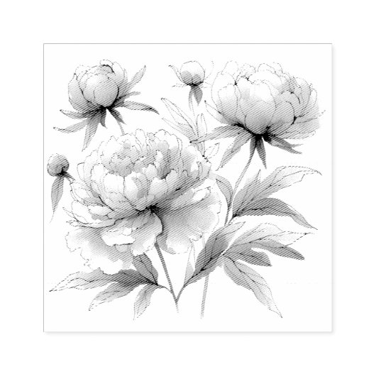 Tampons Encreurs Peonies en caoutchouc Var01 (Impression)