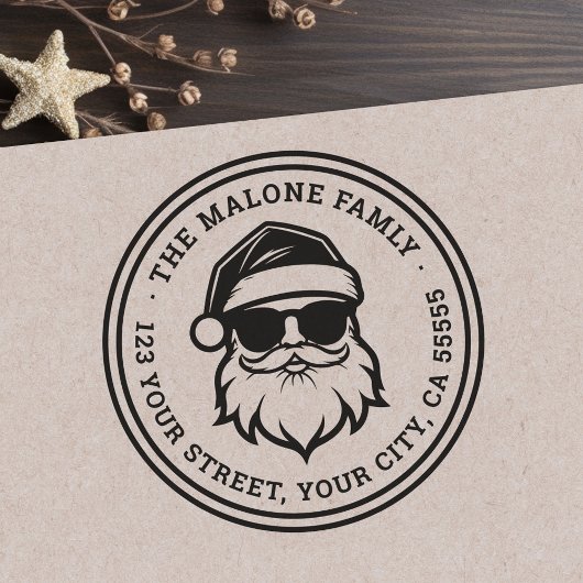 Tampons Encreurs Père Noël cool en lunettes de soleil Adresse de re