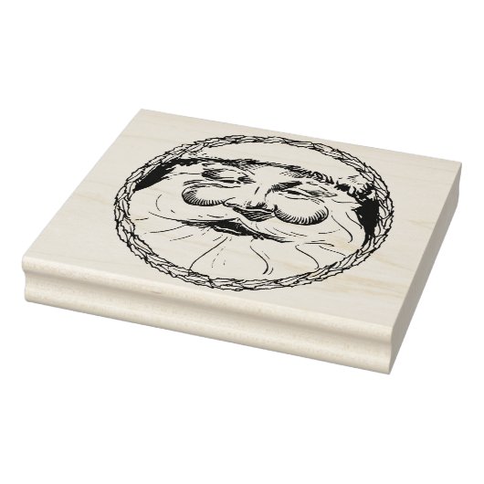 Tampons Encreurs Père Noël face dans un cercle de feuilles sacrées (Tampon)