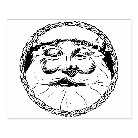 Tampons Encreurs Père Noël face dans un cercle de feuilles sacrées  (Impression)