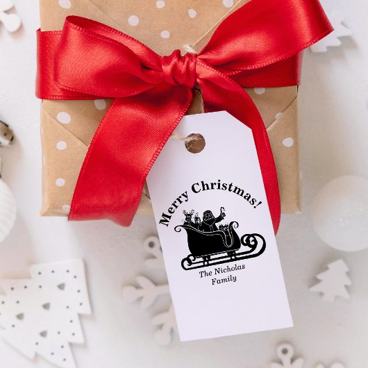 Tampons Encreurs Père Noël, Reindeer Dans Sleigh Noël Nom De Famill
