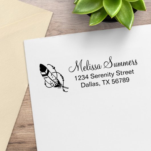 Tampons Encreurs Perles de plume Tribal Boho Amulet Adresse