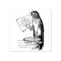 Perroquet amusant avec lunettes de lecture et tart