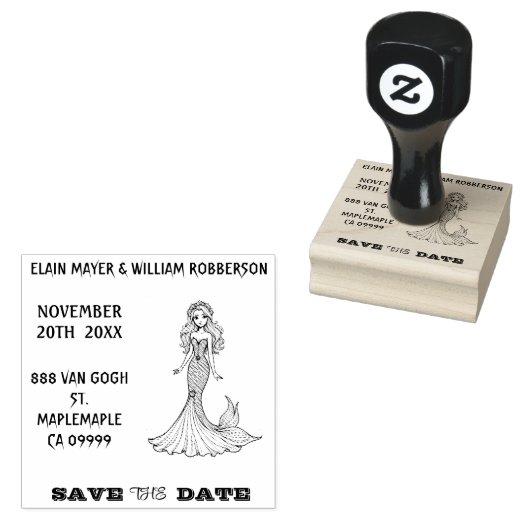 Tampons Encreurs Personalizable Lovely Mermaid Save the Date (Tamponné)