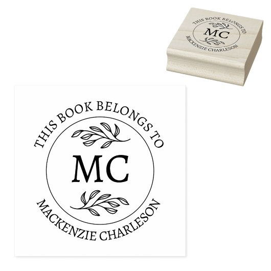 Tampons Encreurs Personalized Monogram This Book Belongs To