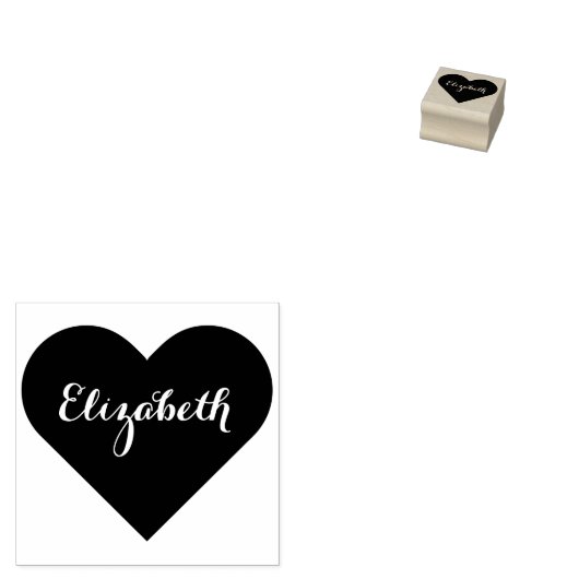 Tampons Encreurs Personnalisé Élégant Nom de script Coeur Amour (Tamponné)