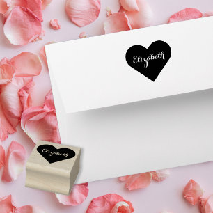 Tampons Encreurs Personnalisé Élégant Nom de script Coeur Amour