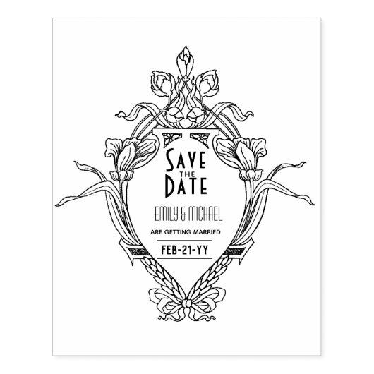 Tampons Encreurs Personnalisé Enregistrer la date ART DECO Gatsby S (Impression)