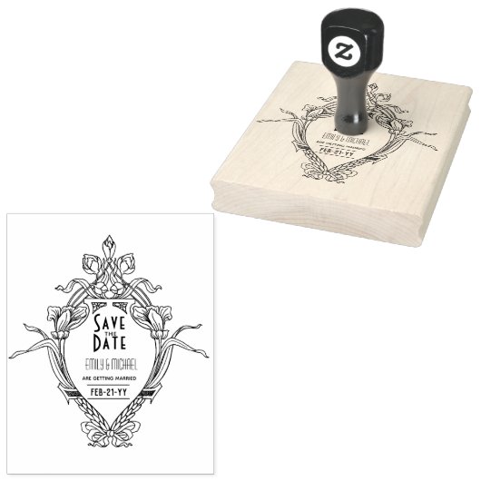 Tampons Encreurs Personnalisé Enregistrer la date ART DECO Gatsby S (Tamponné)