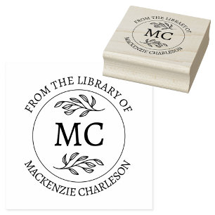 Tampons Encreurs Personnalisé Monogramme de la bibliothèque de Book