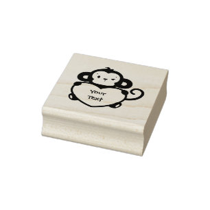 Tampons Encreurs Personnaliser - Petit singe tenant le coeur
