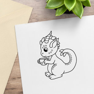 Tampons Encreurs Petit Dragon mignon tenant une Coupe Couleur moi