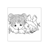 Tampons Encreurs Petite fille parlant au timbre en caoutchouc d'ois (Impression)