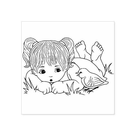 Tampons Encreurs Petite fille parlant au timbre en caoutchouc d'ois (Impression)