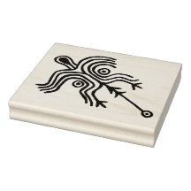Petroglyph Rock Art Shaman Timbre en caoutchouc