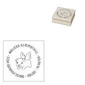 Tampons Encreurs Pig volant, Piglet avec ailes Adresse ronde 4 (Tamponné)