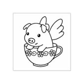 Tampons Encreurs Pig volant - Piglet avec ailes dans une Teup (Impression)