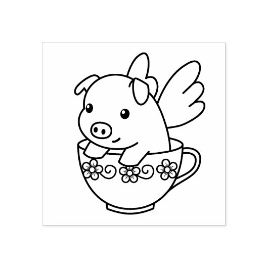 Tampons Encreurs Pig volant - Piglet avec ailes dans une Teup (Impression)