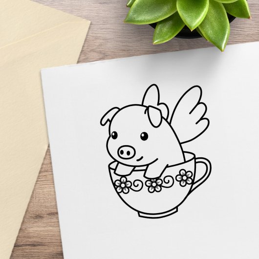 Tampons Encreurs Pig volant - Piglet avec ailes dans une Teup