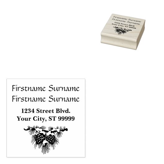 Tampons Encreurs Pine Cone Noël Retour Adresse Timbre en caoutchouc (Tamponné)