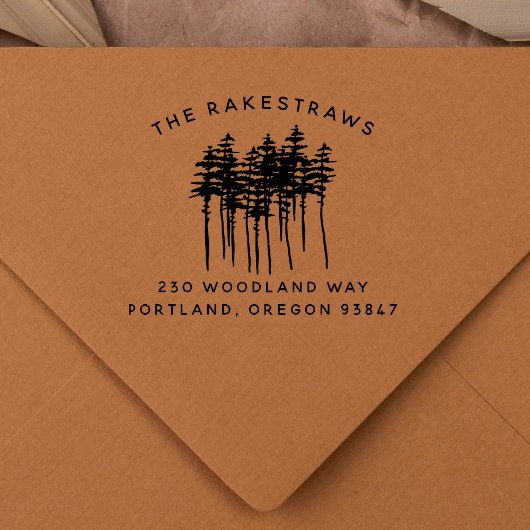 Tampons Encreurs Pine Trees & Nom de famille Rustic Adresse de reto