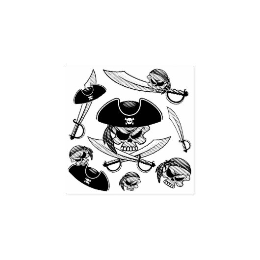 Tampons Encreurs Pirate Skull avec Sabres croisés (Impression)