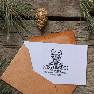 Tampons Encreurs Pitbull Chien Joyeux Noël Adresse de retour