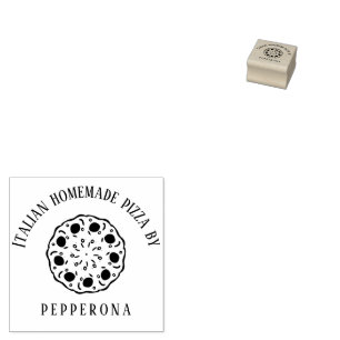 Tampons Encreurs Pizza Pepperoni Texte personnalisé Entreprise