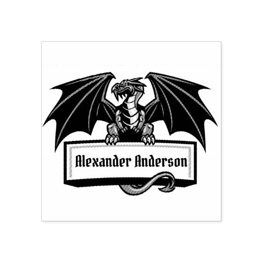 Tampons Encreurs Plaque de nom de dragon Personnalisez le timbre en (Impression)