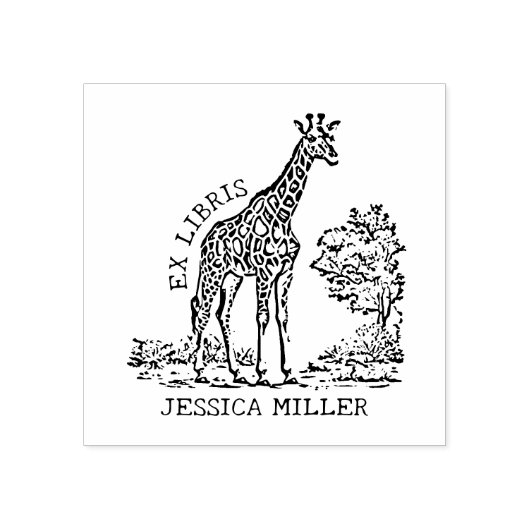 Tampons Encreurs Plaque d'enregistrement Giraffe Ex Libris personna (Impression)