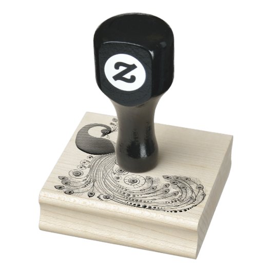 Tampons Encreurs Plumes de queue longue caillouteuse de paon (Tampon)