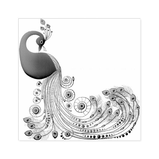 Tampons Encreurs Plumes de queue longue caillouteuse de paon (Impression)