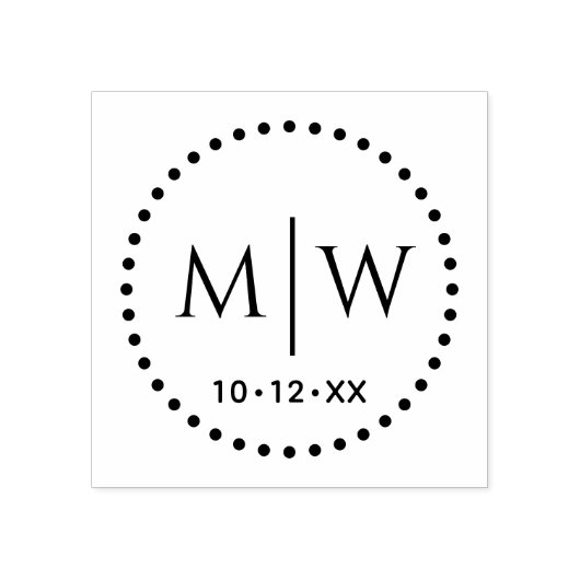 Tampons Encreurs Points pointillés Cadre rond Deux Monogr Mariage i (Impression)