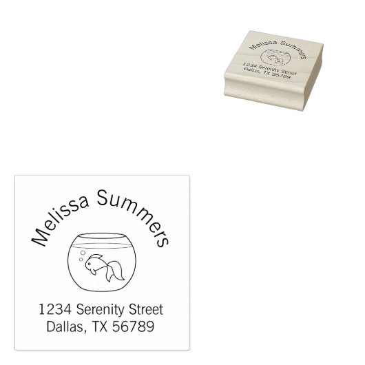 Tampons Encreurs Poisson d'or dans une arche de bol de poisson (Tamponné)