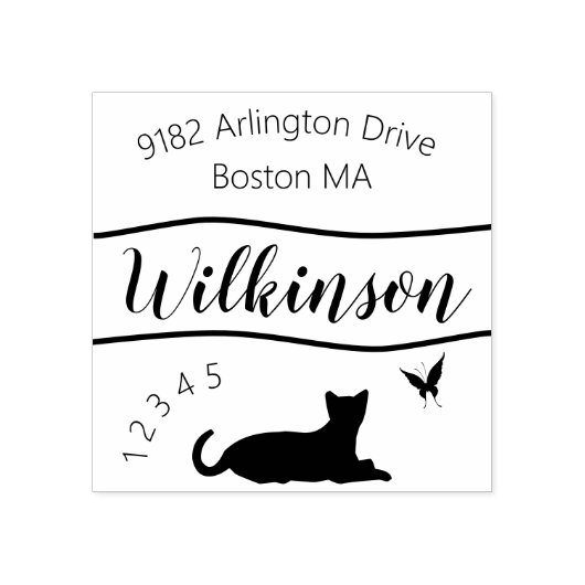 Tampons Encreurs Police de chat et de papillon avec nom de script (Impression)