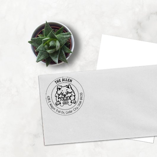 Tampons Encreurs Pomeranian Chien Retour Adresse Famille