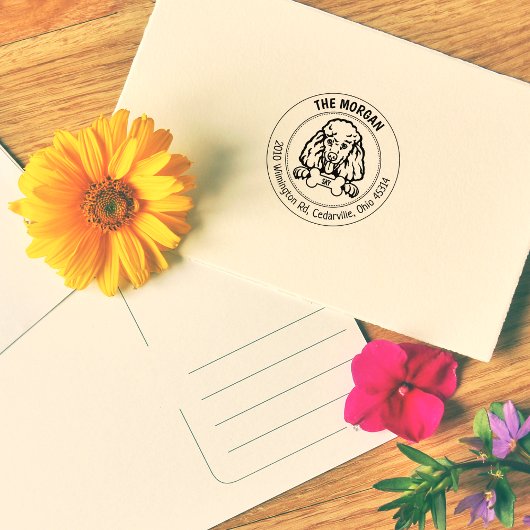 Tampons Encreurs Poodle Chien Retour Adresse Famille