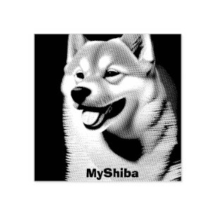 Tampons Encreurs Portrait personnalisé Shiba Photo et nom