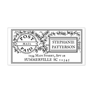 Tampons Encreurs Post payé Floral Postal Elegant Adresse de retour