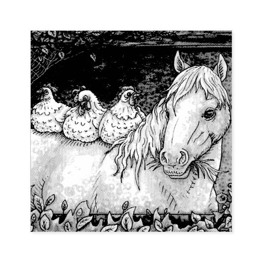 TAMPONS ENCREURS POULET DANS LA STABLE, POMPIER EN CAOUTCHOUC CHEVA (Impression)