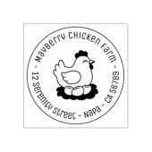 Tampons Encreurs Poulet sur le nid avec oeufs Adresse ronde (Impression)