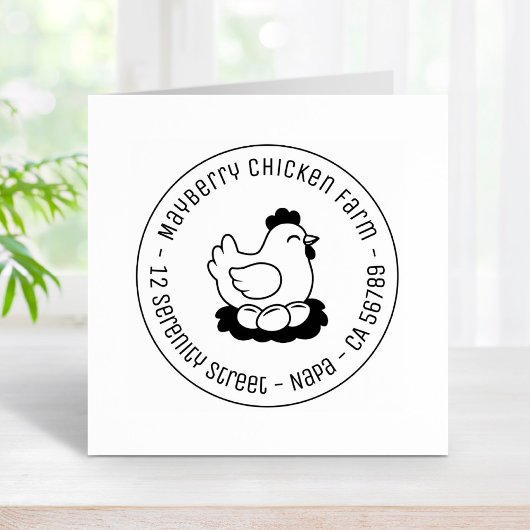 Tampons Encreurs Poulet sur le nid avec oeufs Adresse ronde