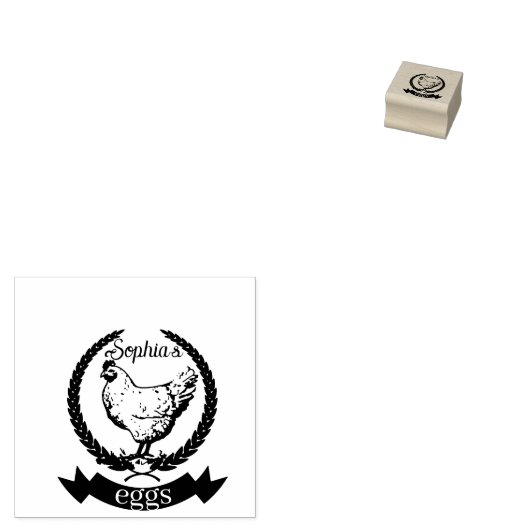 Tampons Encreurs Poulets rustiques Nom personnalisé OEuf de poulet (Tamponné)